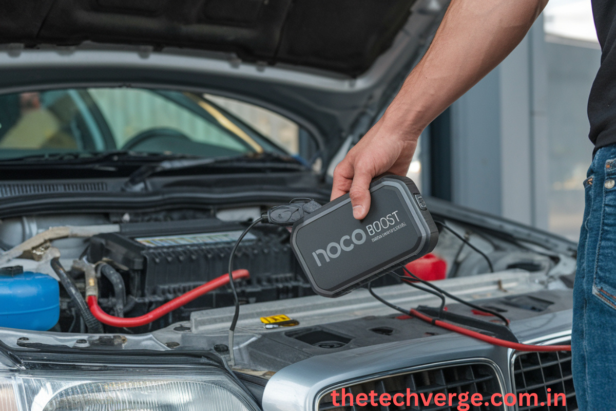 Gizmodo Noco Boost jump starter in action